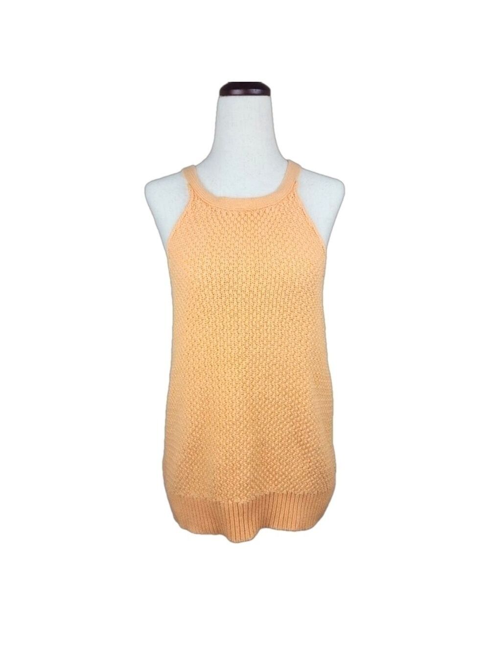 Heavy Knit Cotton Sweater Halter Tank Top XL Boxy Relaxed Oversized Fit - Picture 4 of 11